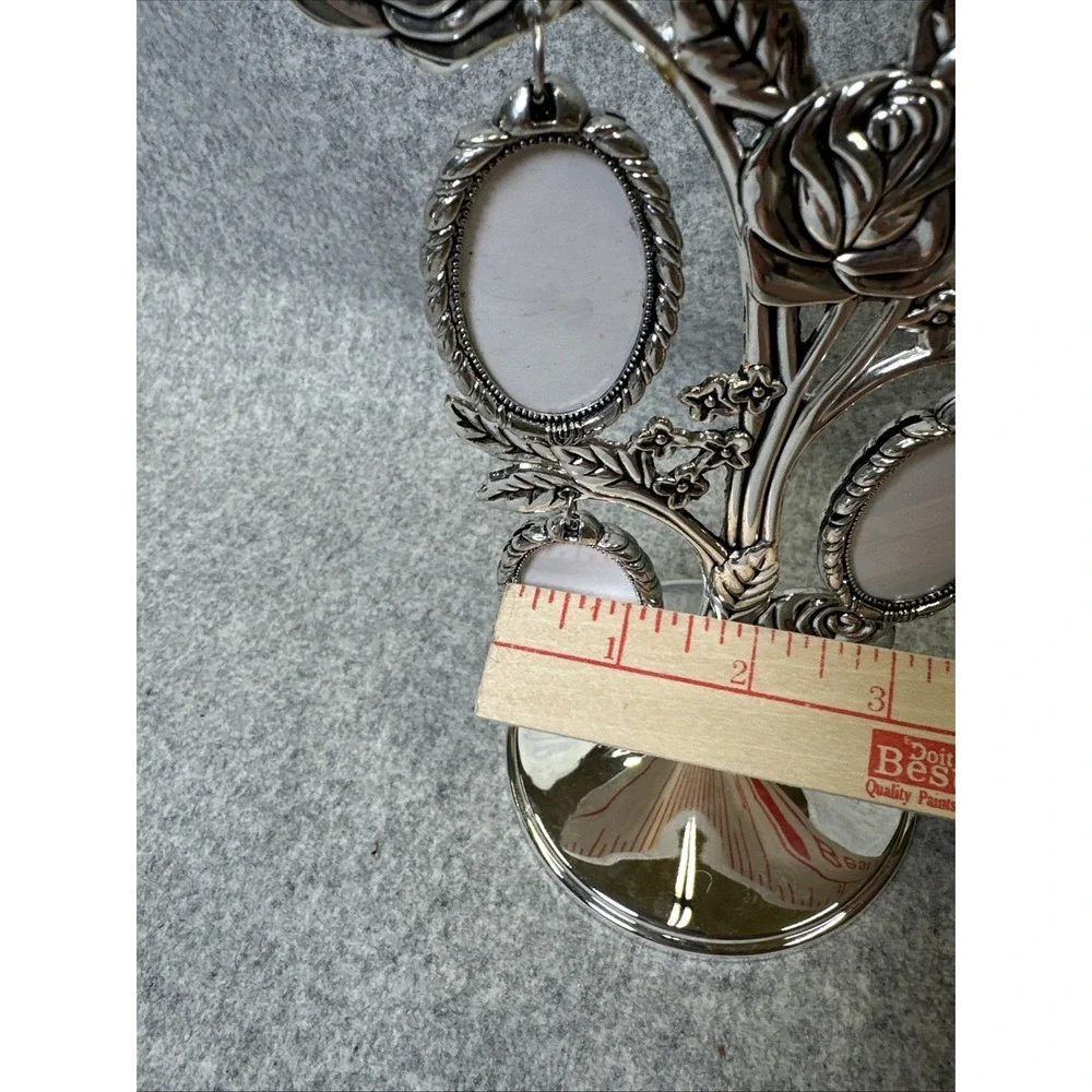 Family Tree Photo Frame Roses Silver Tone‎ 5 Oval Floral Victorian Style